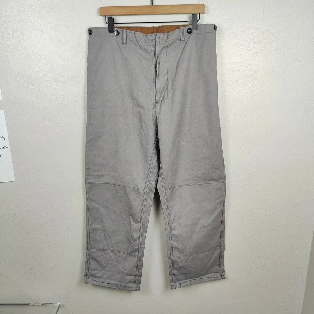 Veb Plastex Delitzsch German Workwear‎ Trousers Mens 52 US 36 Grey Cotton Pants